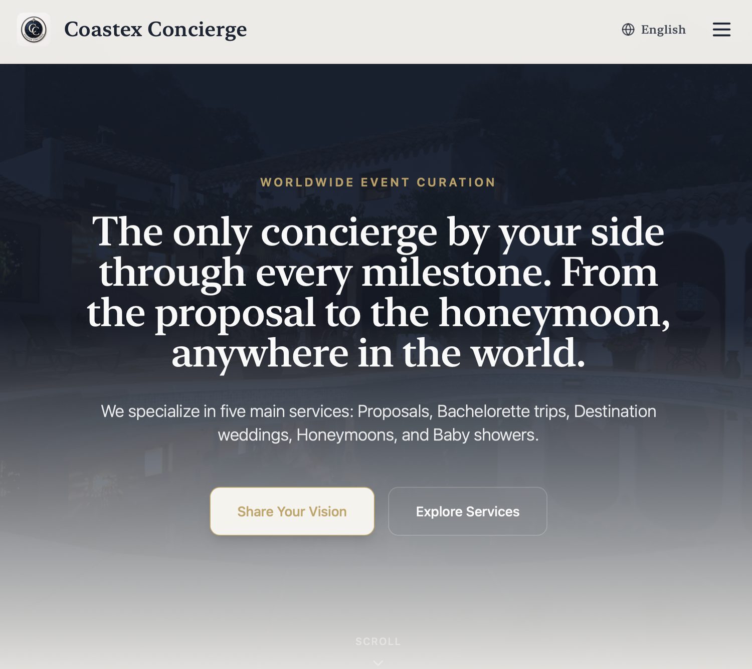 Coastex Concierge homepage hero