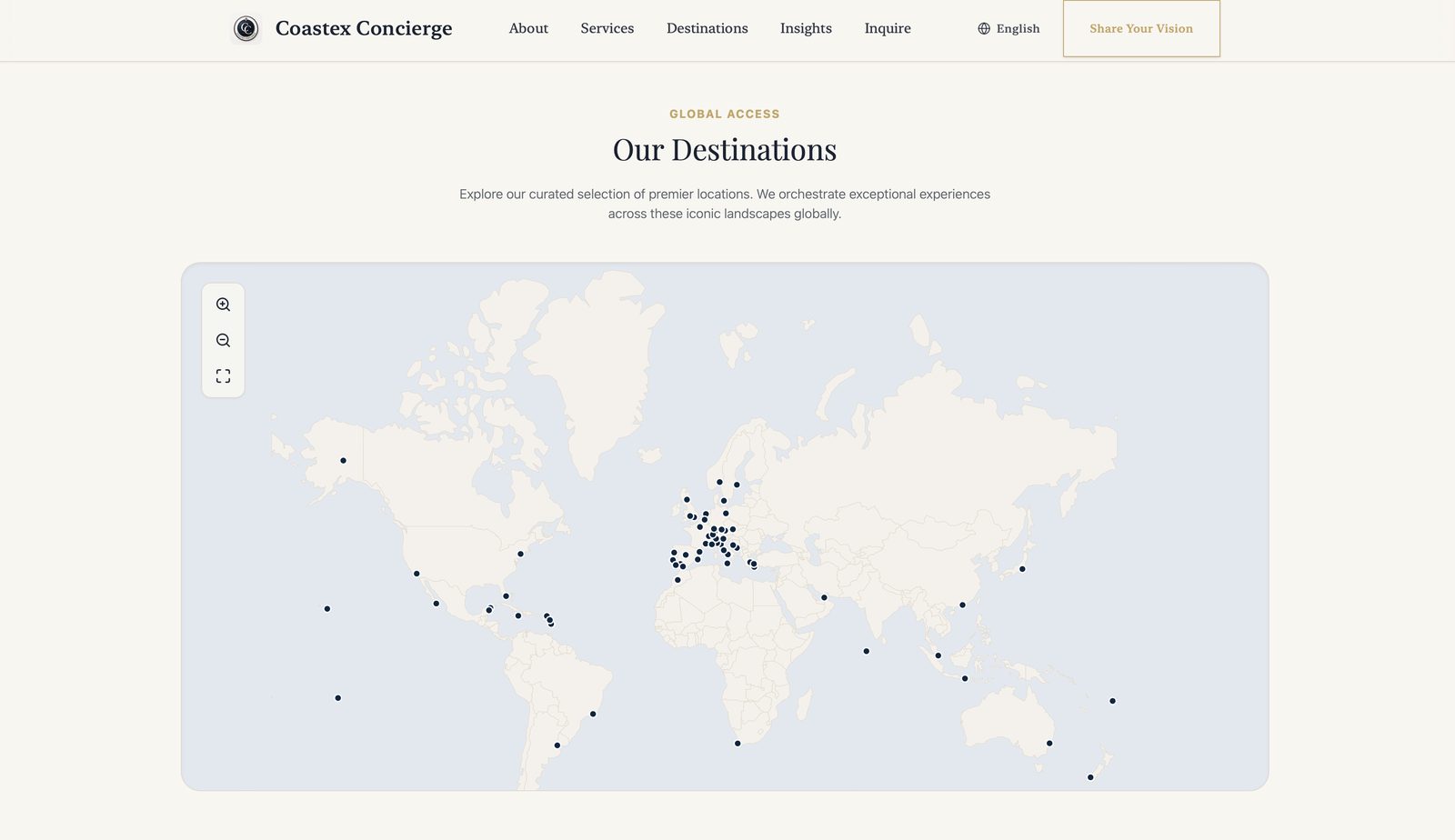 Coastex destinations world map